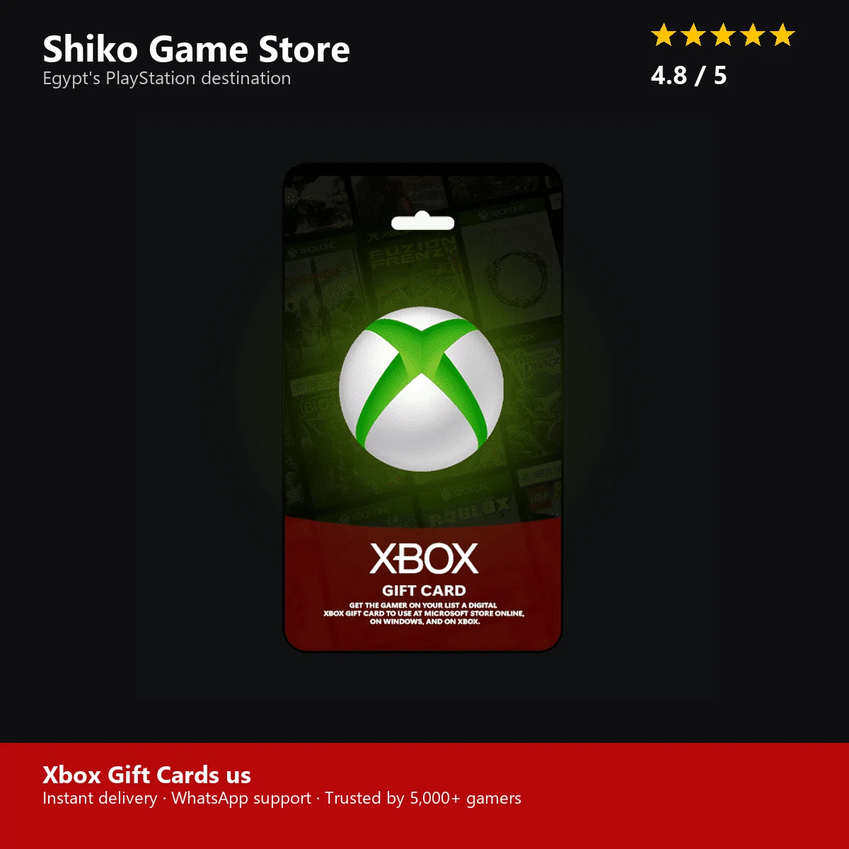 Xbox Gift Cards us — rated 4.8 stars by 5000+ gamers at Shiko Game Store