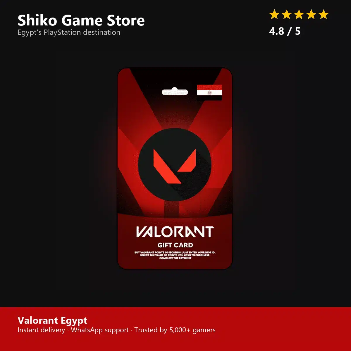 Valorant Egypt — rated 4.8 stars by 5000+ gamers at Shiko Game Store