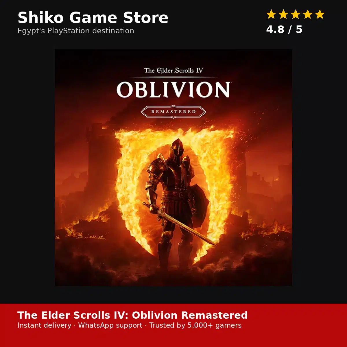 The Elder Scrolls IV: Oblivion Remastered โ rated 4.8 stars by 5,000+ gamers โ Shiko Game Store