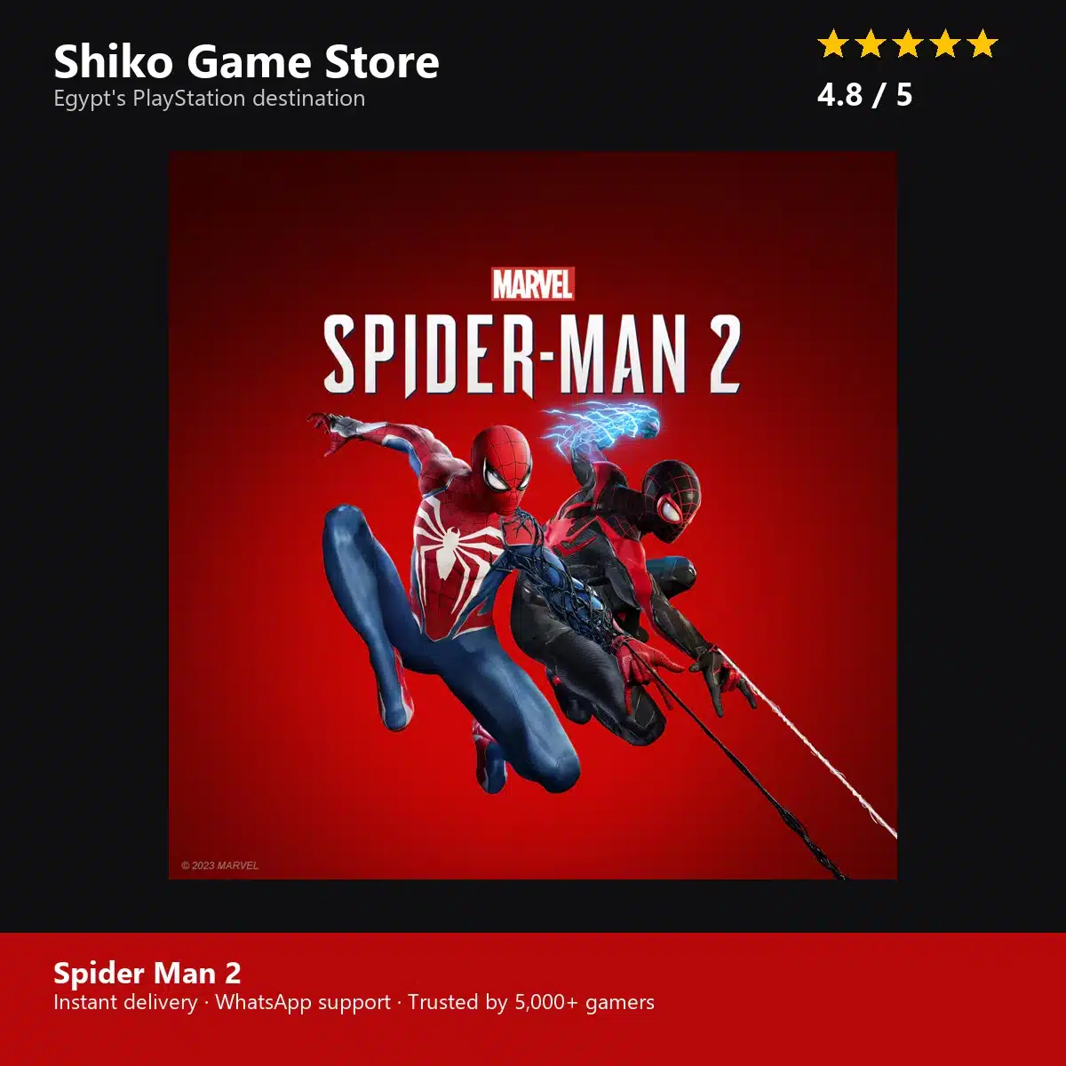 Spider Man 2 — rated 4.8 stars by 5000+ gamers at Shiko Game Store