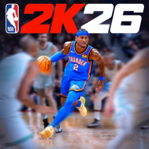 "NBA 2K26 official cover art with basketball players