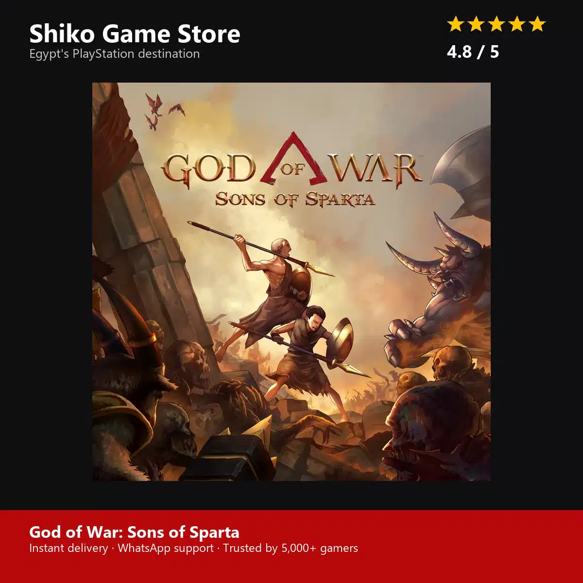 God of War: Sons of Sparta — rated 4.8 stars by 5000+ gamers at Shiko Game Store