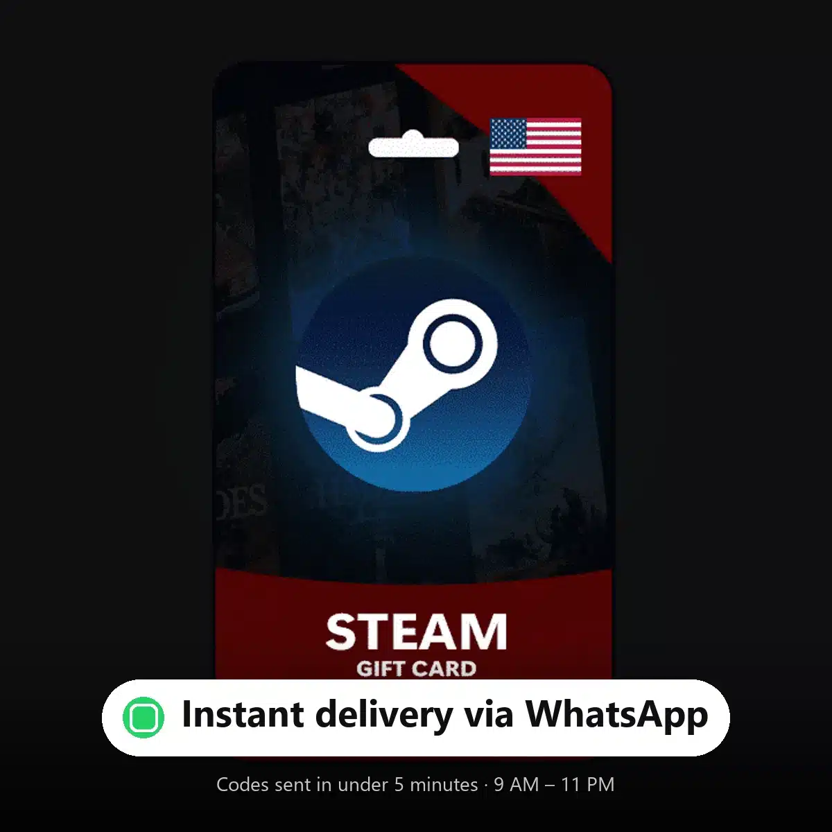 Steam Gift Card USA & Egypt — instant delivery via WhatsApp from Shiko Game Store