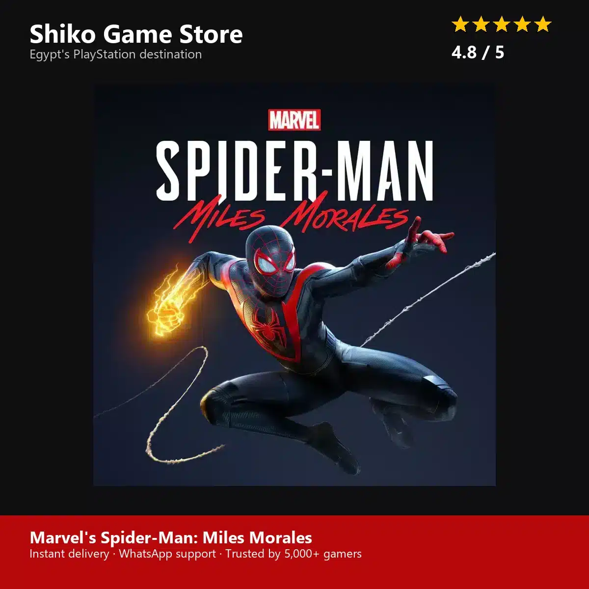 Marvel's Spider-Man: Miles Morales — rated 4.8 stars by 5000+ gamers at Shiko Game Store