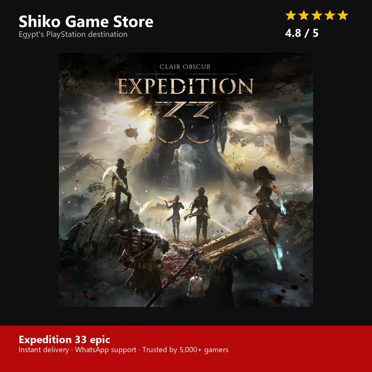 Expedition 33 epic — rated 4.8 stars by 5000+ gamers at Shiko Game Store