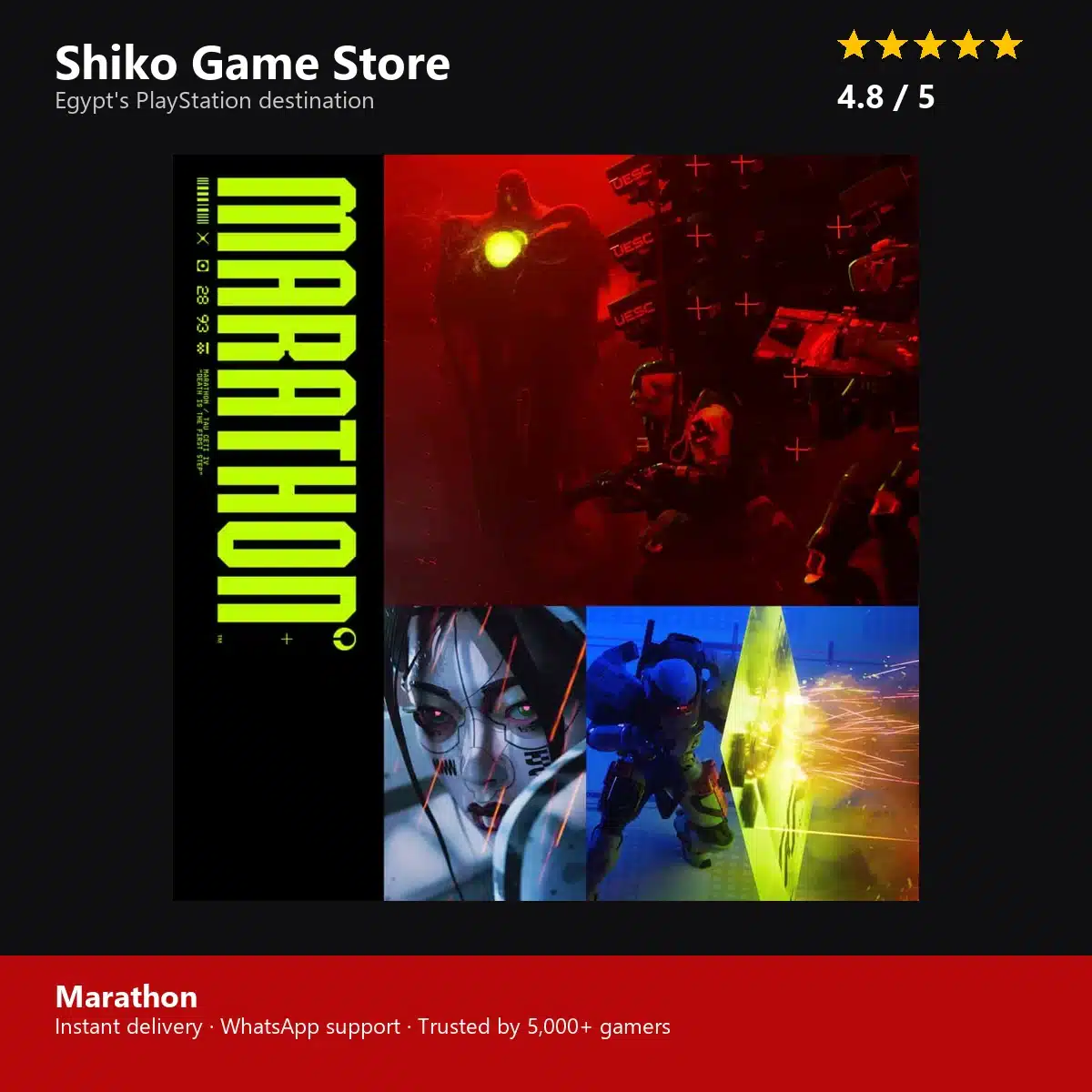 Marathon — rated 4.8 stars by 5000+ gamers at Shiko Game Store
